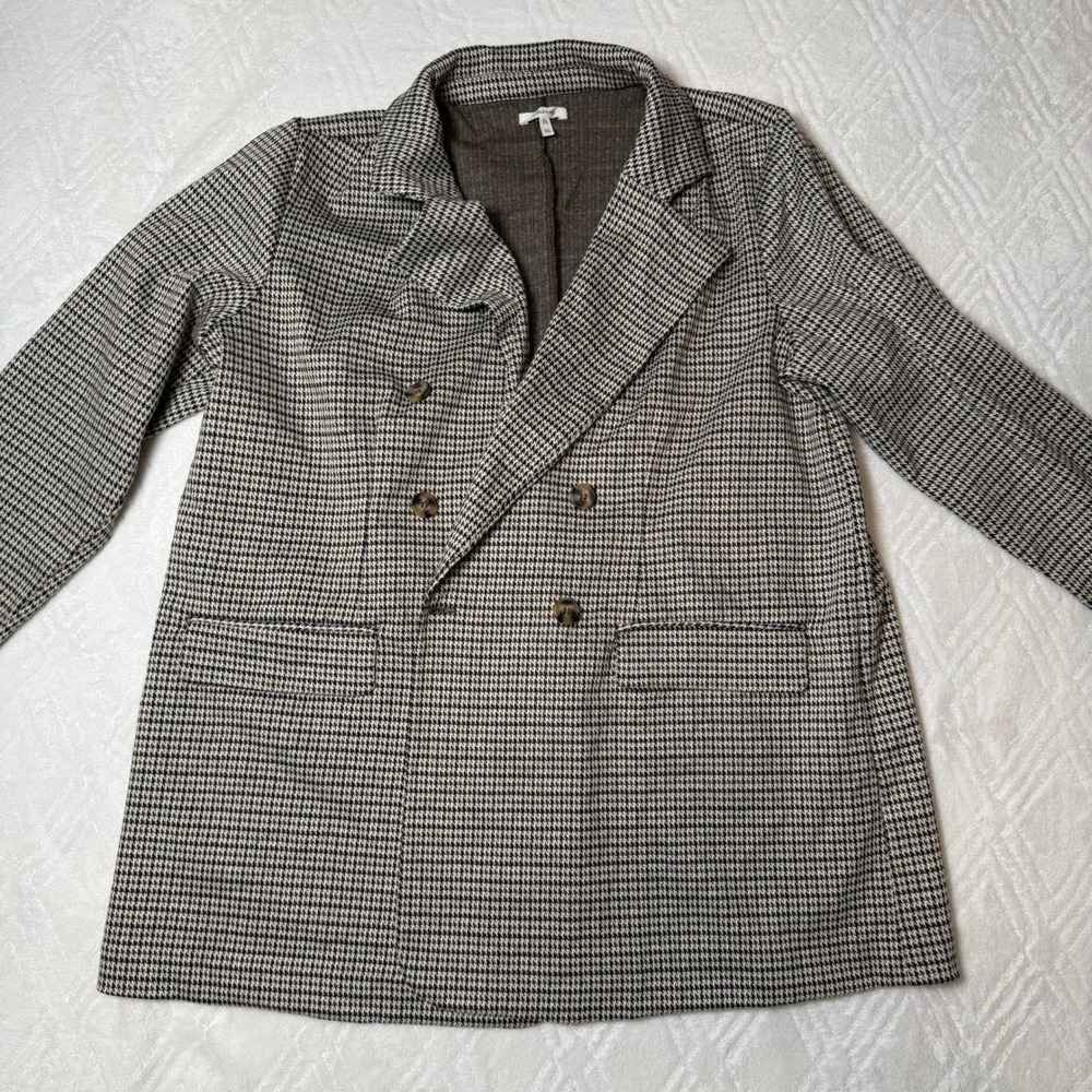 Preppy Academia Maurices XL Houndstooth Double Breasted Long Blazer
